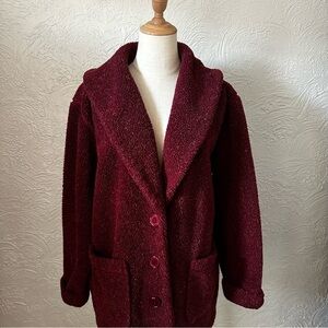 Vintage Winter Silks Burgundy Fleece Jacket